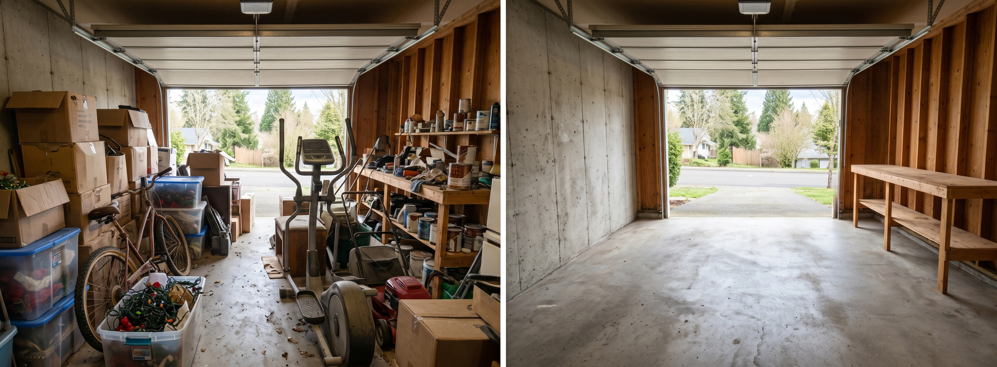 Garage cleanout — before and after